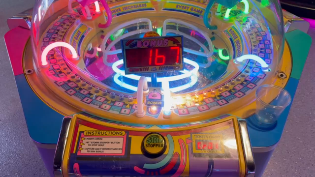 Playing Storm Stopper at Pinball Pete’s and landing on the 10-ticket payout light next to the jackpot light